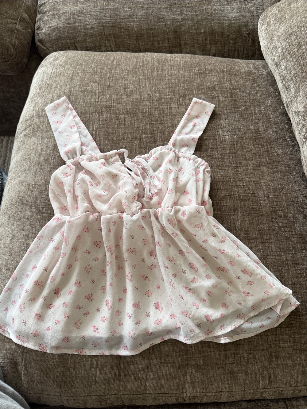 Girls Pink Floral Tie-Front Sleeveless Top